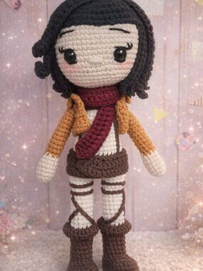 Handmade Crochet Mikasa Ackerman Doll – Inspired by Attack on Titan